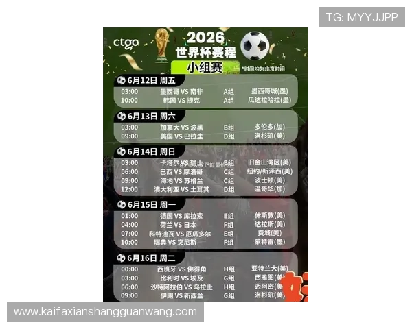2026年世界杯决赛时间确定了吗，比赛时间表及重要赛事预告